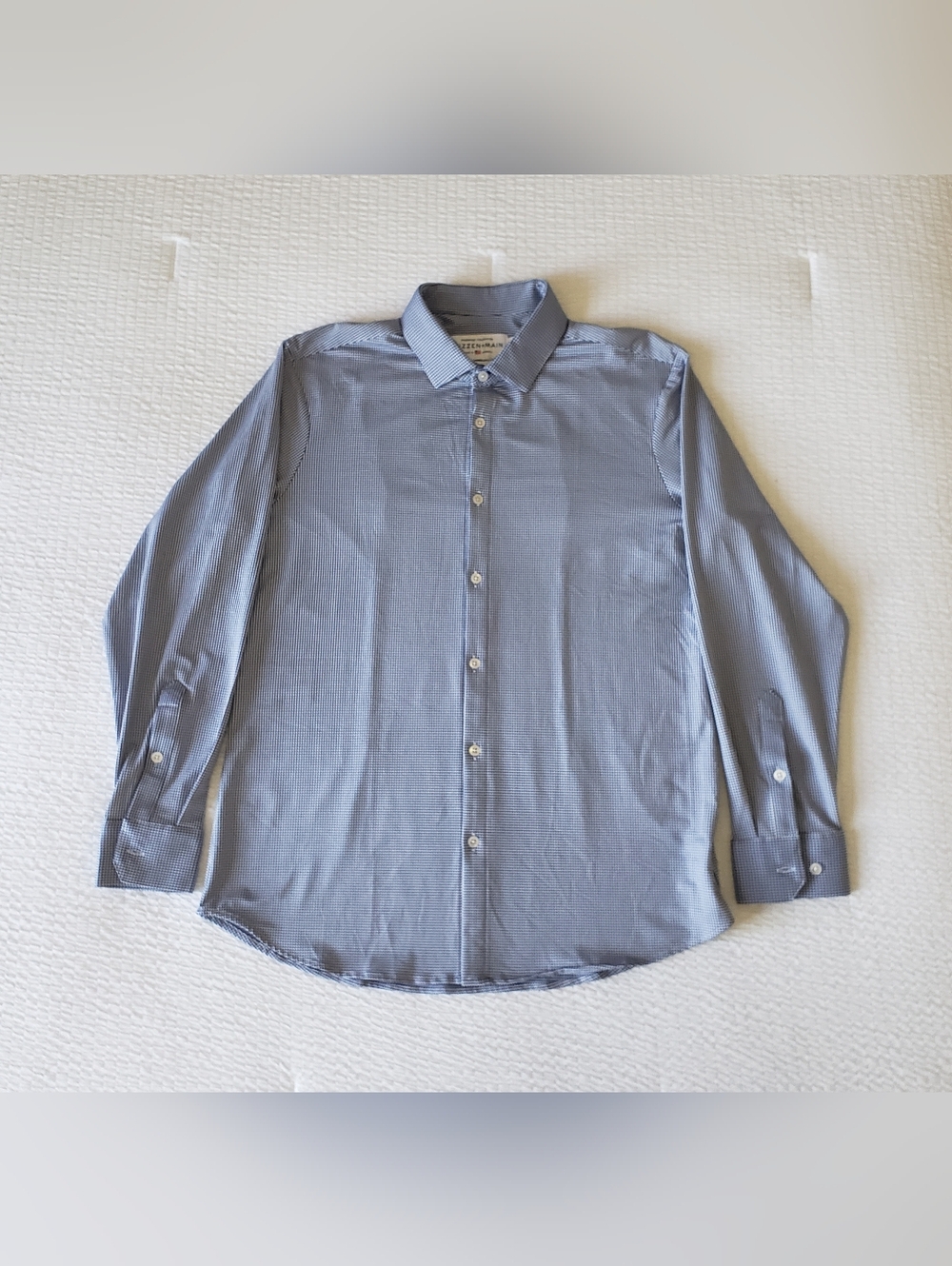 NWOT! MIZZEN+MAIN Men's Spinnaker BD LS Checkered Trim Fit Dress Shirt (XL) Blue